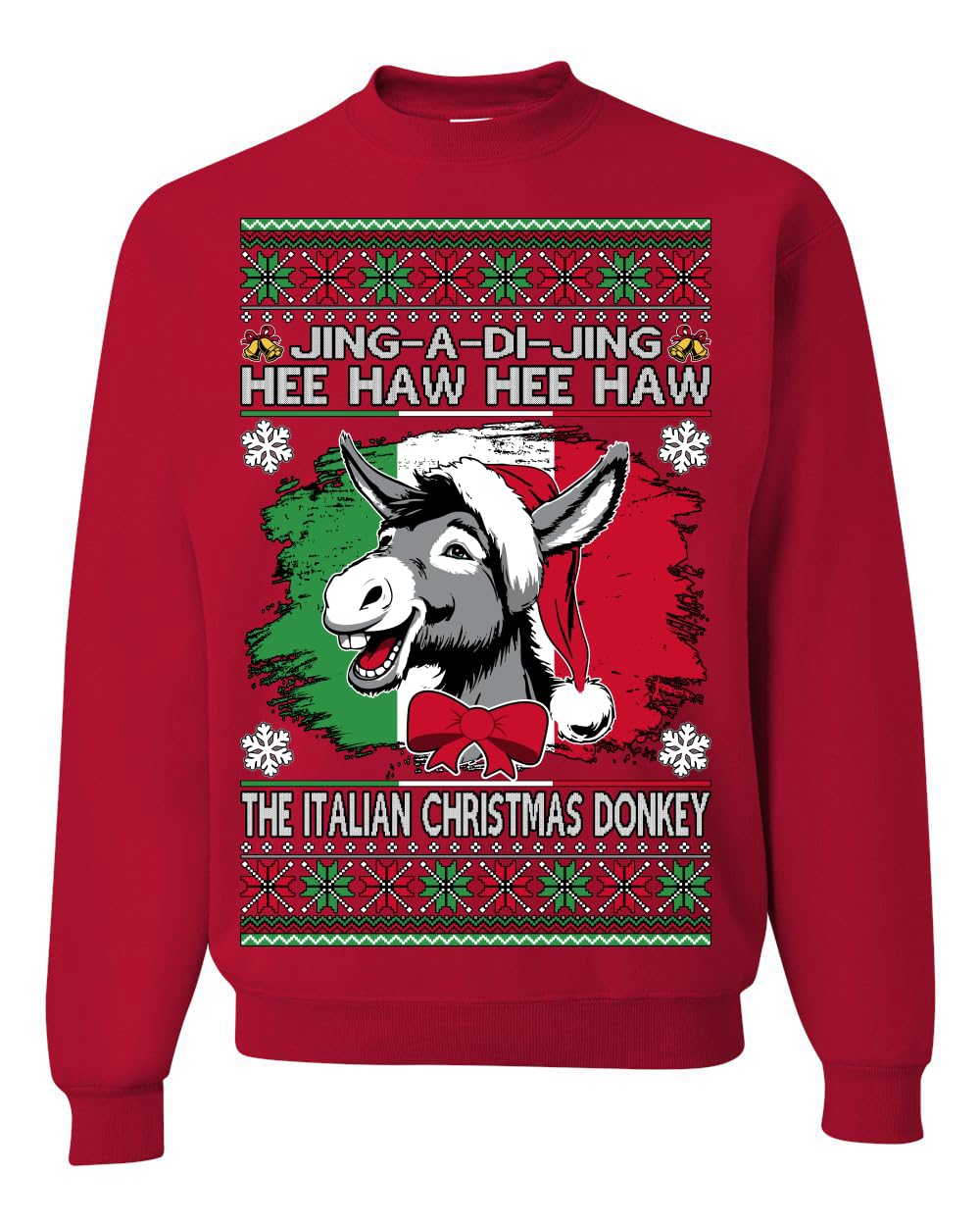 Funny Italian Christmas Donkey Ugly Christmas Sweater Crewneck Sweatshirt