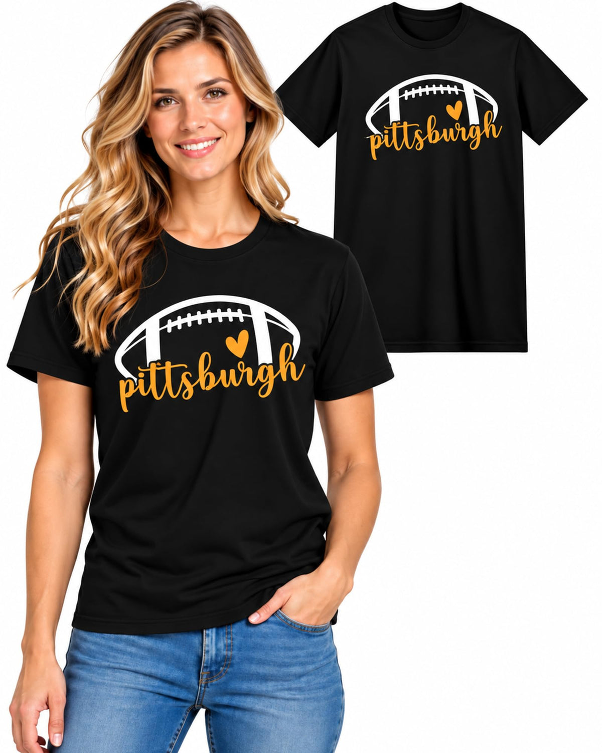 Womens Football Fan Cotton Tee Graphic We love City T Shirt