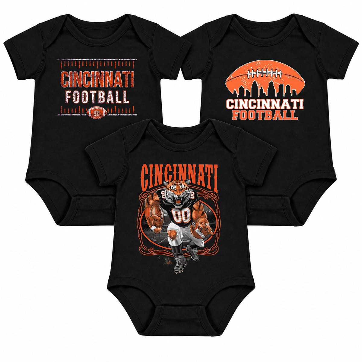 3-Pack Baby Bodysuit American Football Fan for Boys Girls Newborn Infant