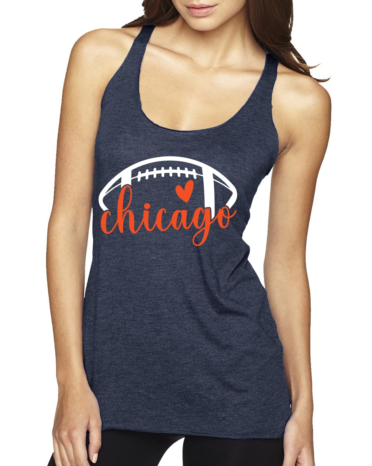 Football Hometown Fan Heart Script Writing Sports Tri-Blend Racerback Tank Top