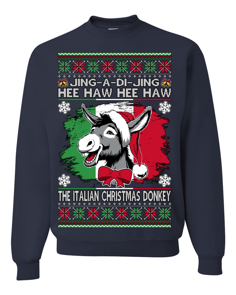 Funny Italian Christmas Donkey Ugly Christmas Sweater Crewneck Sweatshirt