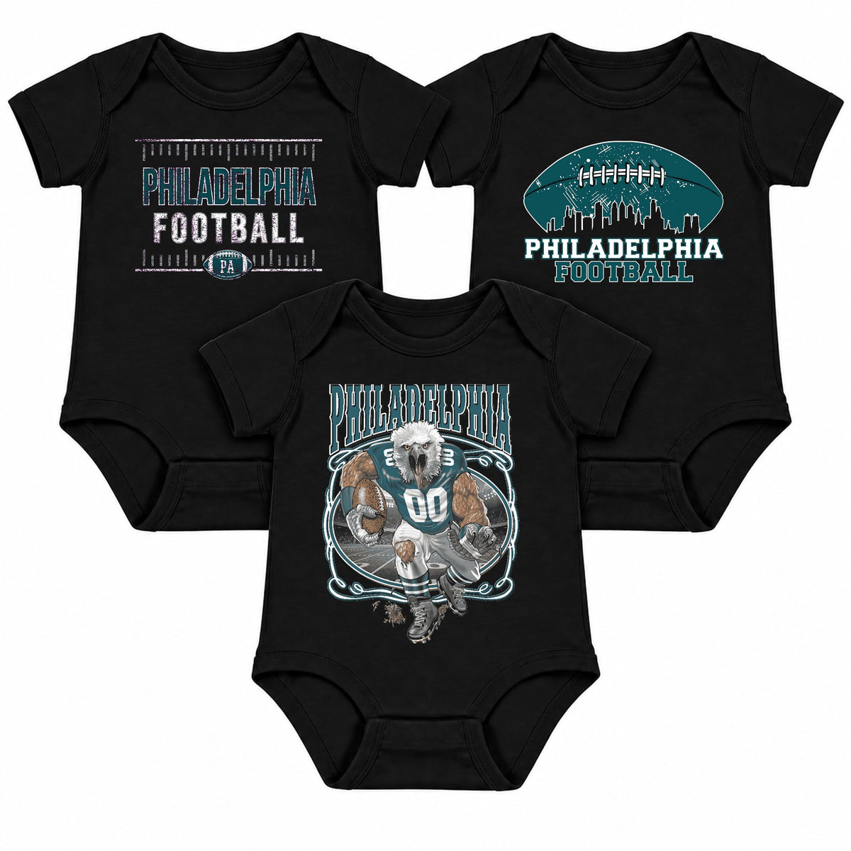 3-Pack Baby Bodysuit American Football Fan for Boys Girls Newborn Infant