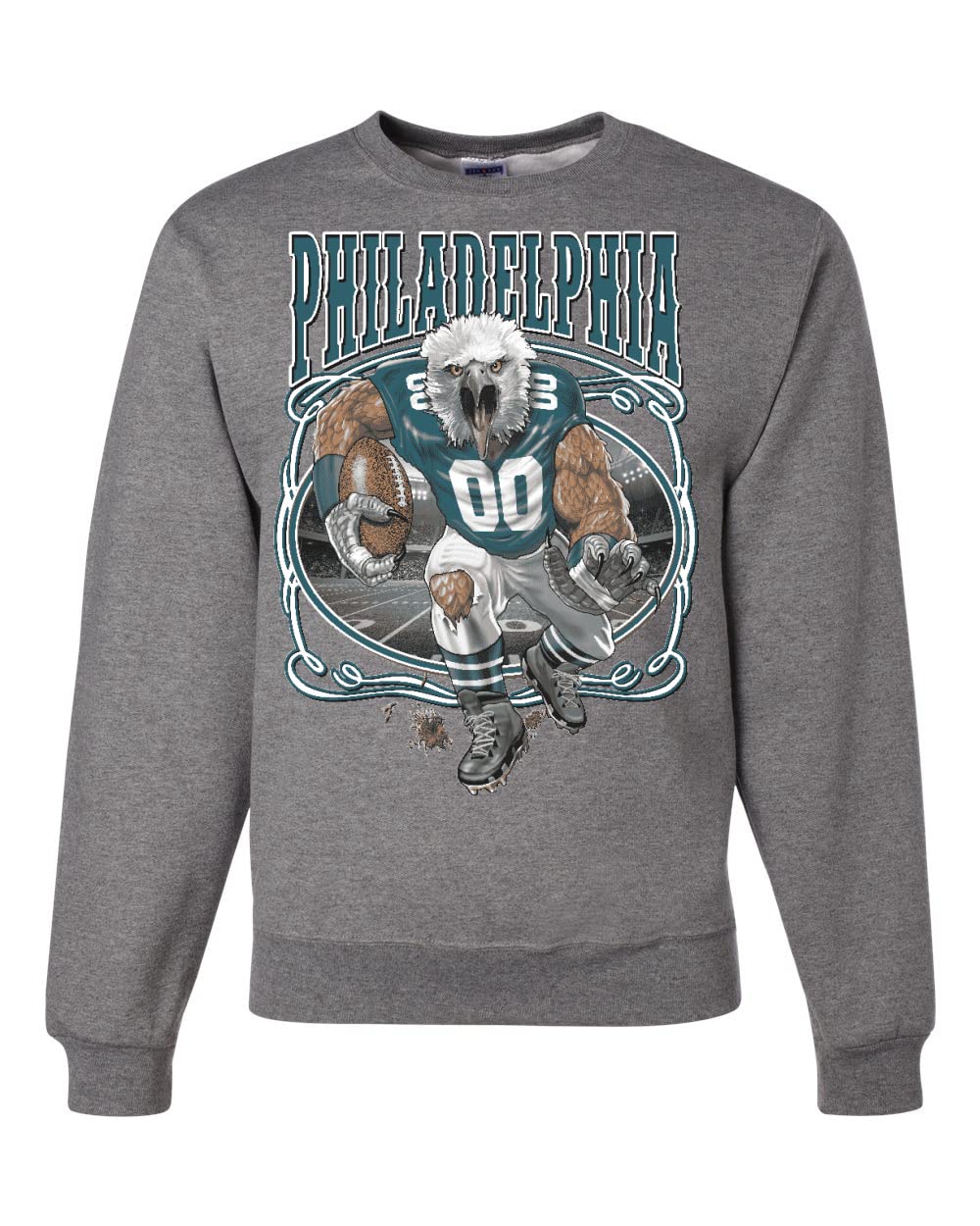 PHI Fantasy Football Sports Fan Pullover Soft Cotton Blend Graphic Unisex Crewneck Sweatshirt