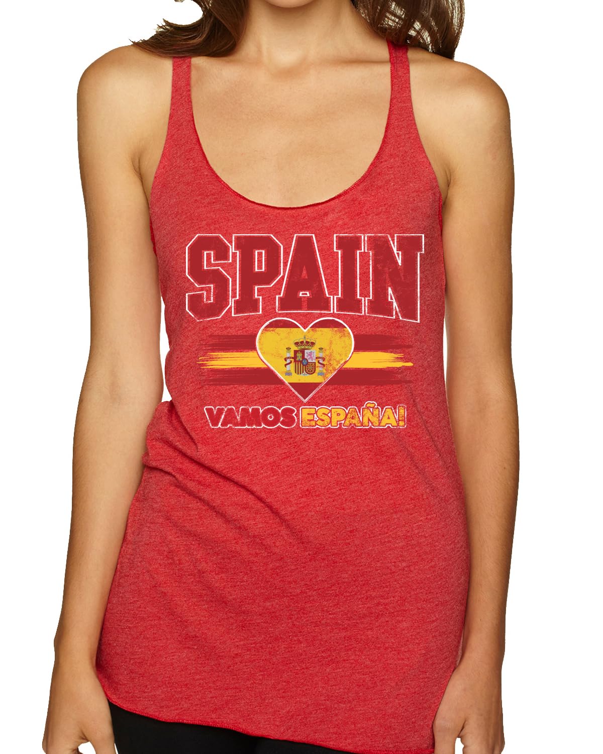 Flag Heart Soccer Fan | Women's Novelty Shirt | Game Day Gift for Her Tri-Blend Racerback Tank Top