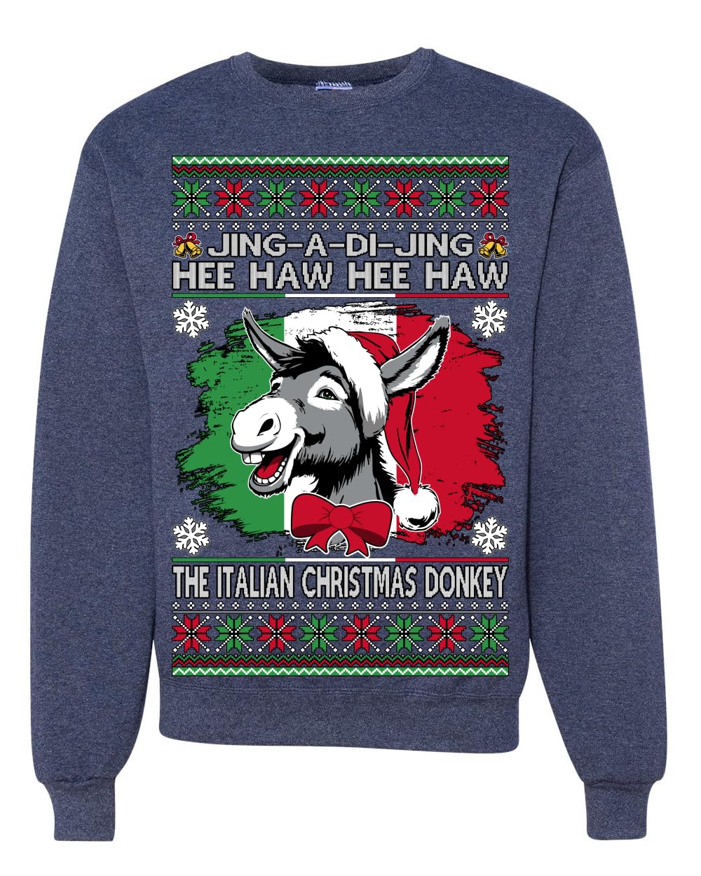 Funny Italian Christmas Donkey Ugly Christmas Sweater Crewneck Sweatshirt