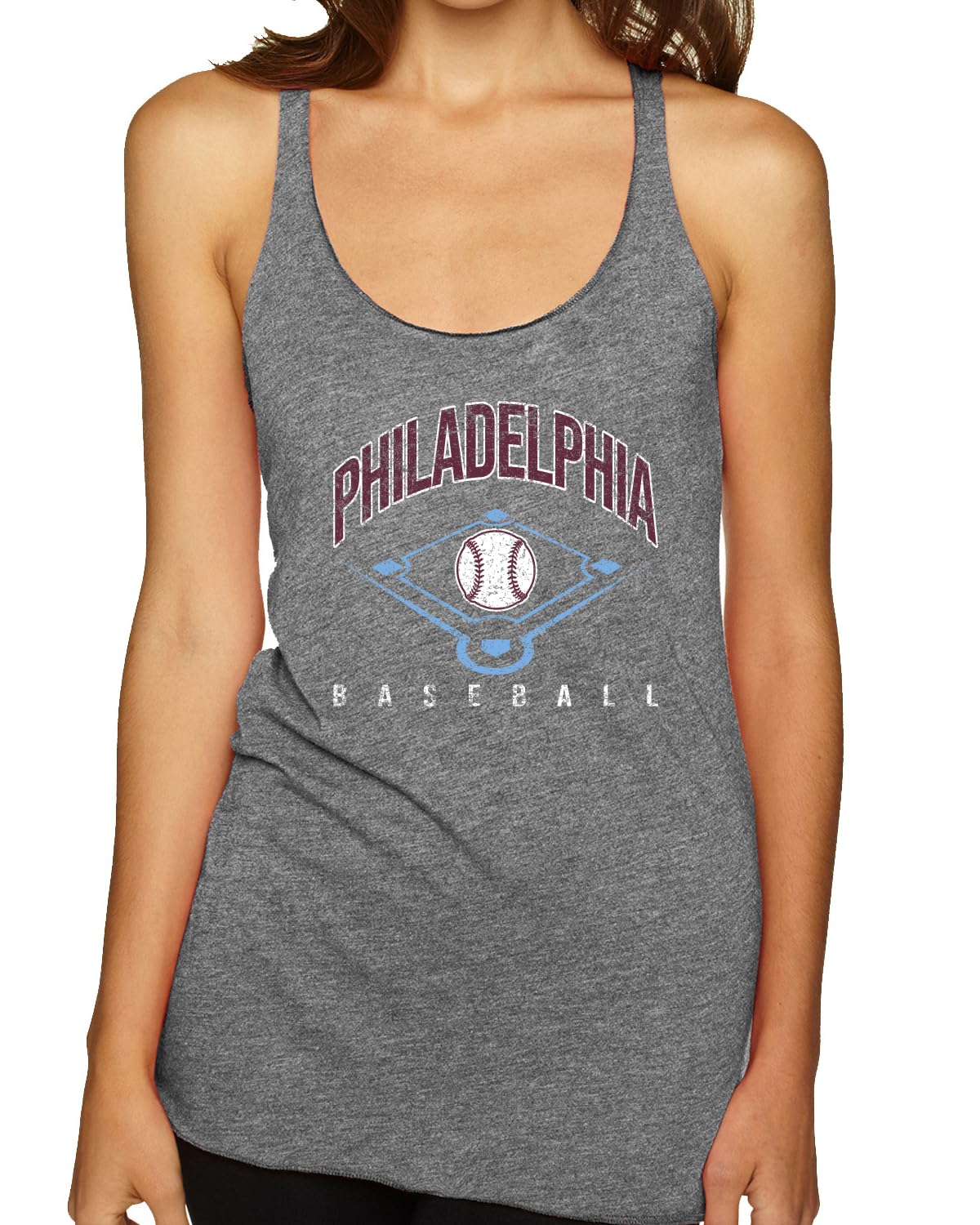 American Baseball Fan Vintage Distressed Field Sports Gift Tri-Blend Racerback Tank