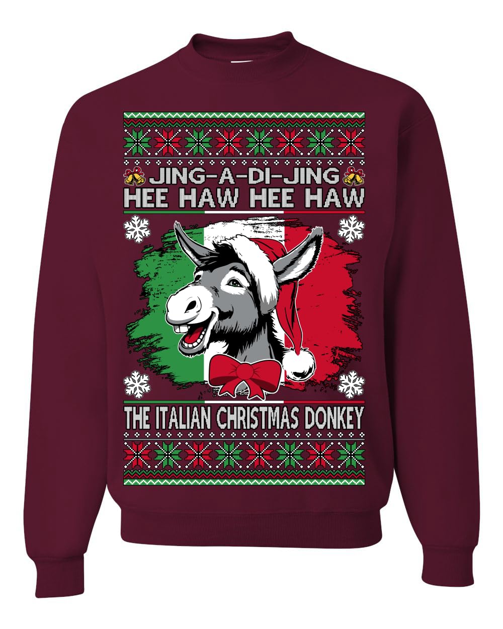 Funny Italian Christmas Donkey Ugly Christmas Sweater Crewneck Sweatshirt