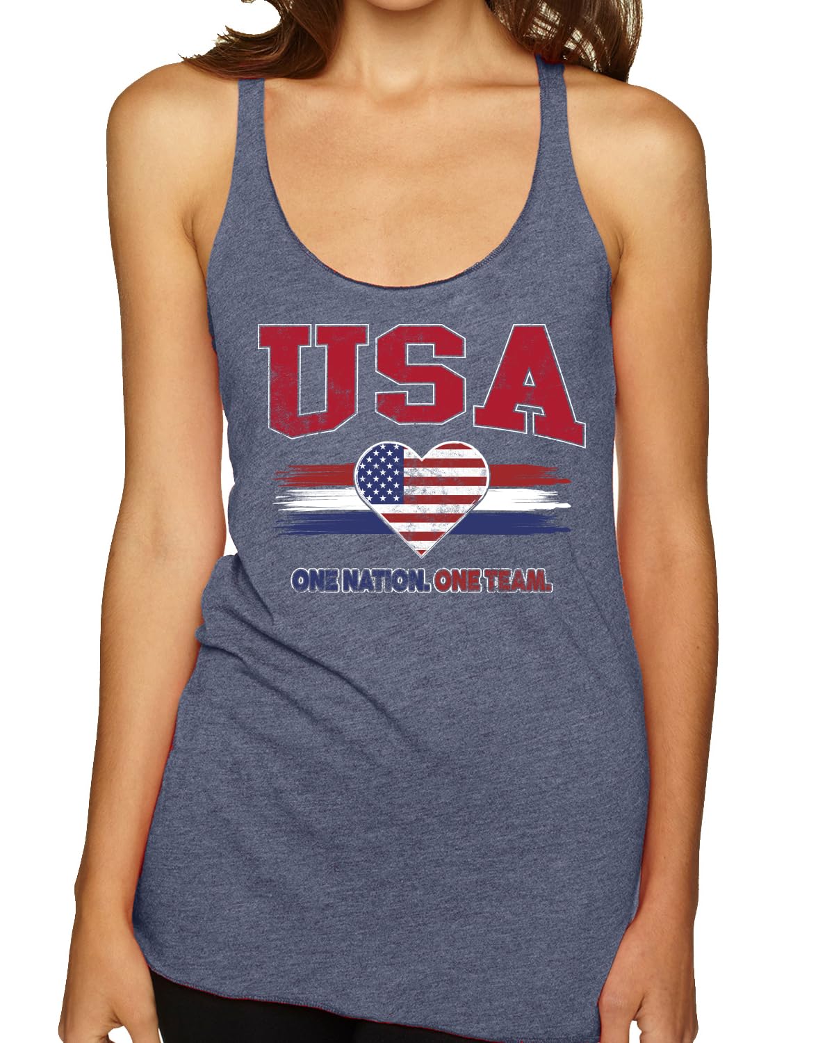 Flag Heart Soccer Fan | Women's Novelty Shirt | Game Day Gift for Her Tri-Blend Racerback Tank Top