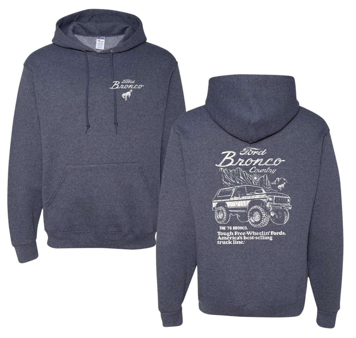 78 Ford Bronco Country Free Wheeling American Truck Cars and Trucks Front and Back Hoodie Sweatshirt