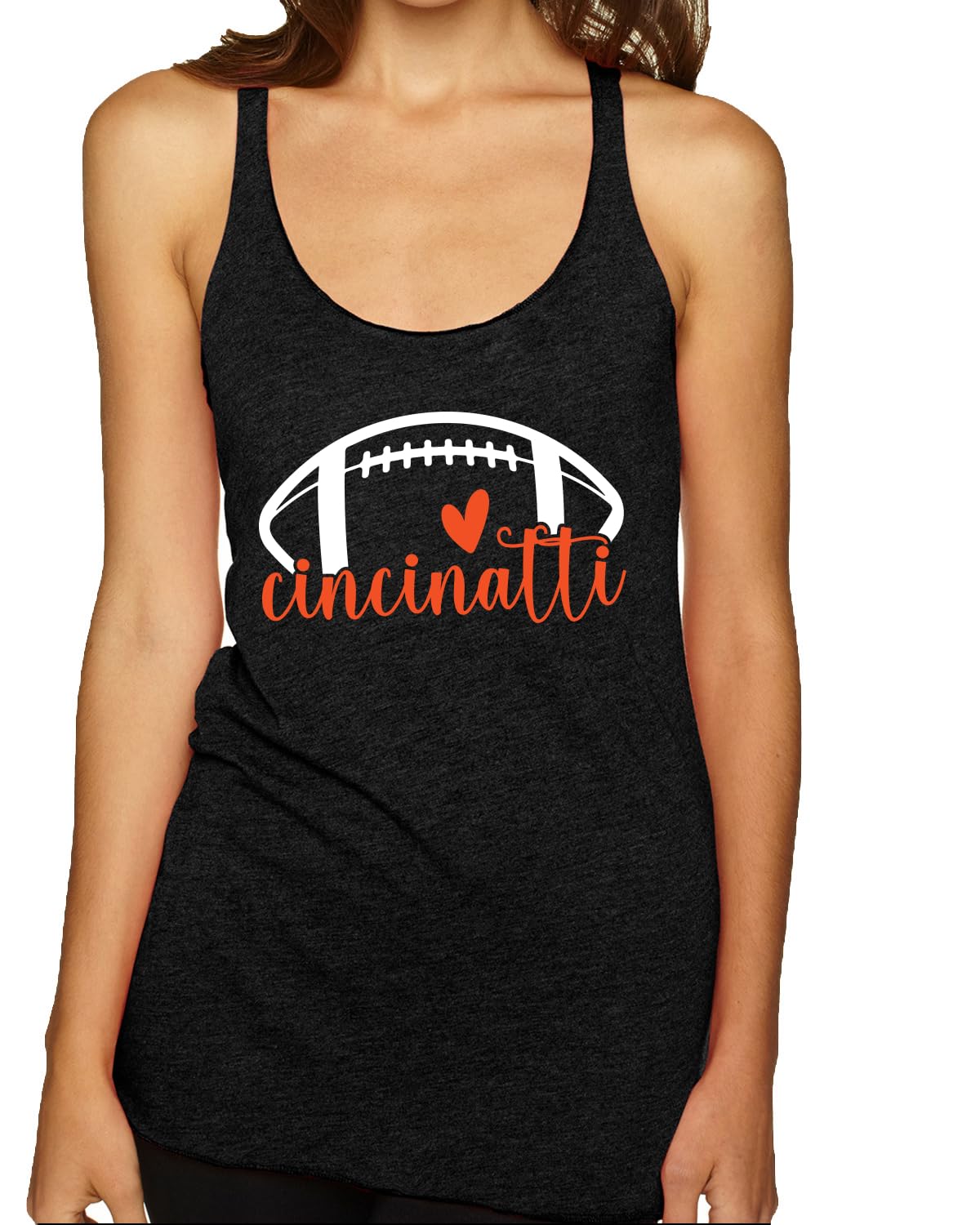 Football Hometown Fan Heart Script Writing Sports Tri-Blend Racerback Tank Top