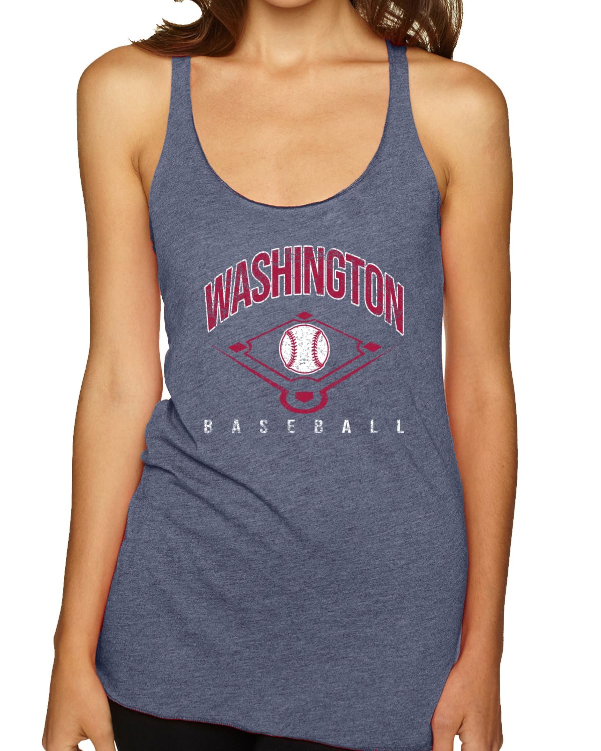 American Baseball Fan Vintage Distressed Field Sports Gift Tri-Blend Racerback Tank