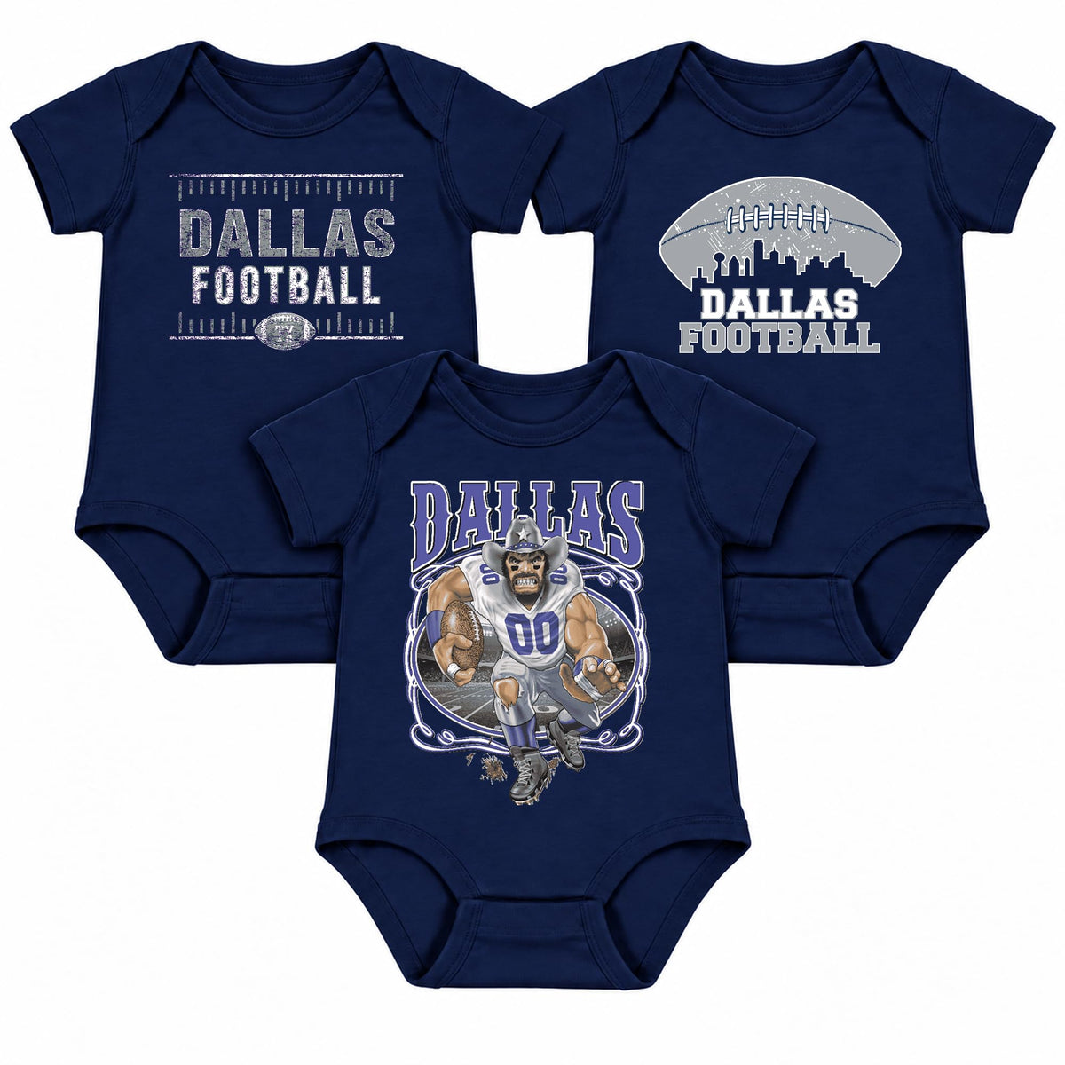 3-Pack Baby Bodysuit American Football Fan for Boys Girls Newborn Infant
