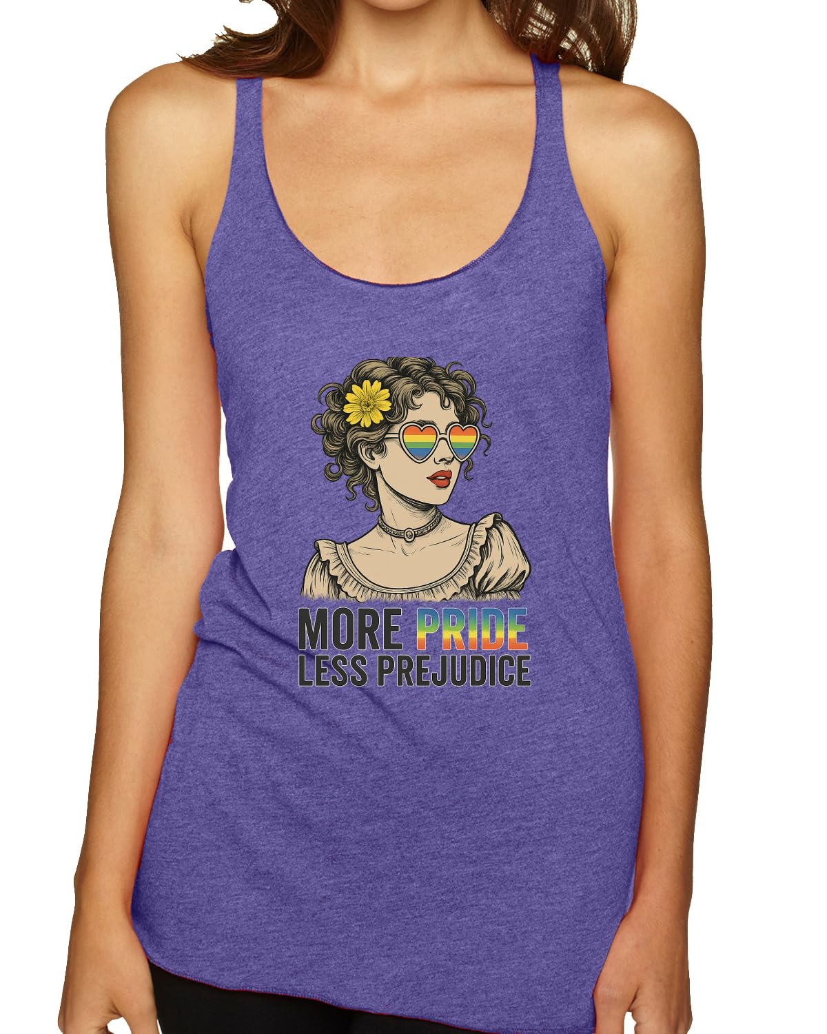More Pride Less Prejudice Lesbian Gay Bi Trans Pride LGBT Pride Tri-Blend Racerback Tank Top