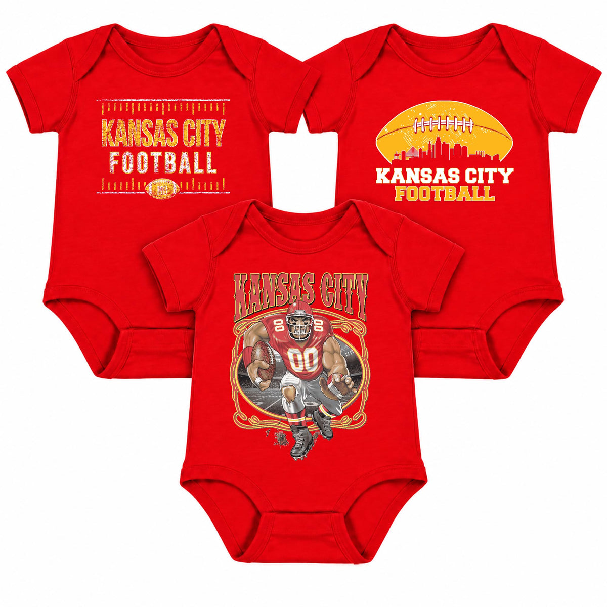 3-Pack Baby Bodysuit American Football Fan for Boys Girls Newborn Infant