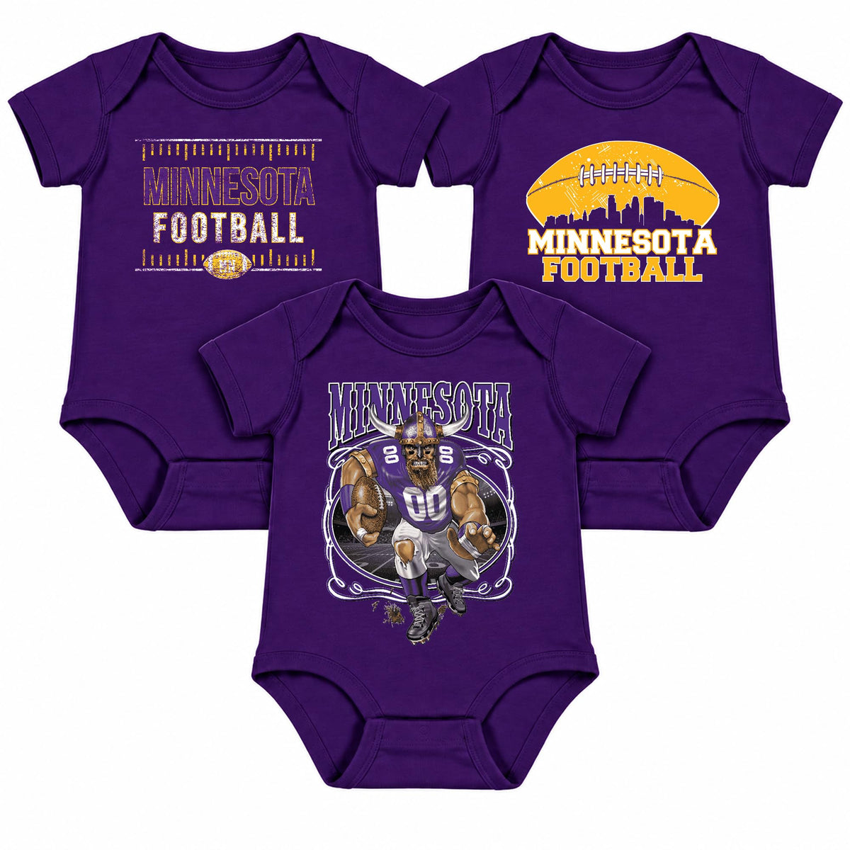 3-Pack Baby Bodysuit American Football Fan for Boys Girls Newborn Infant