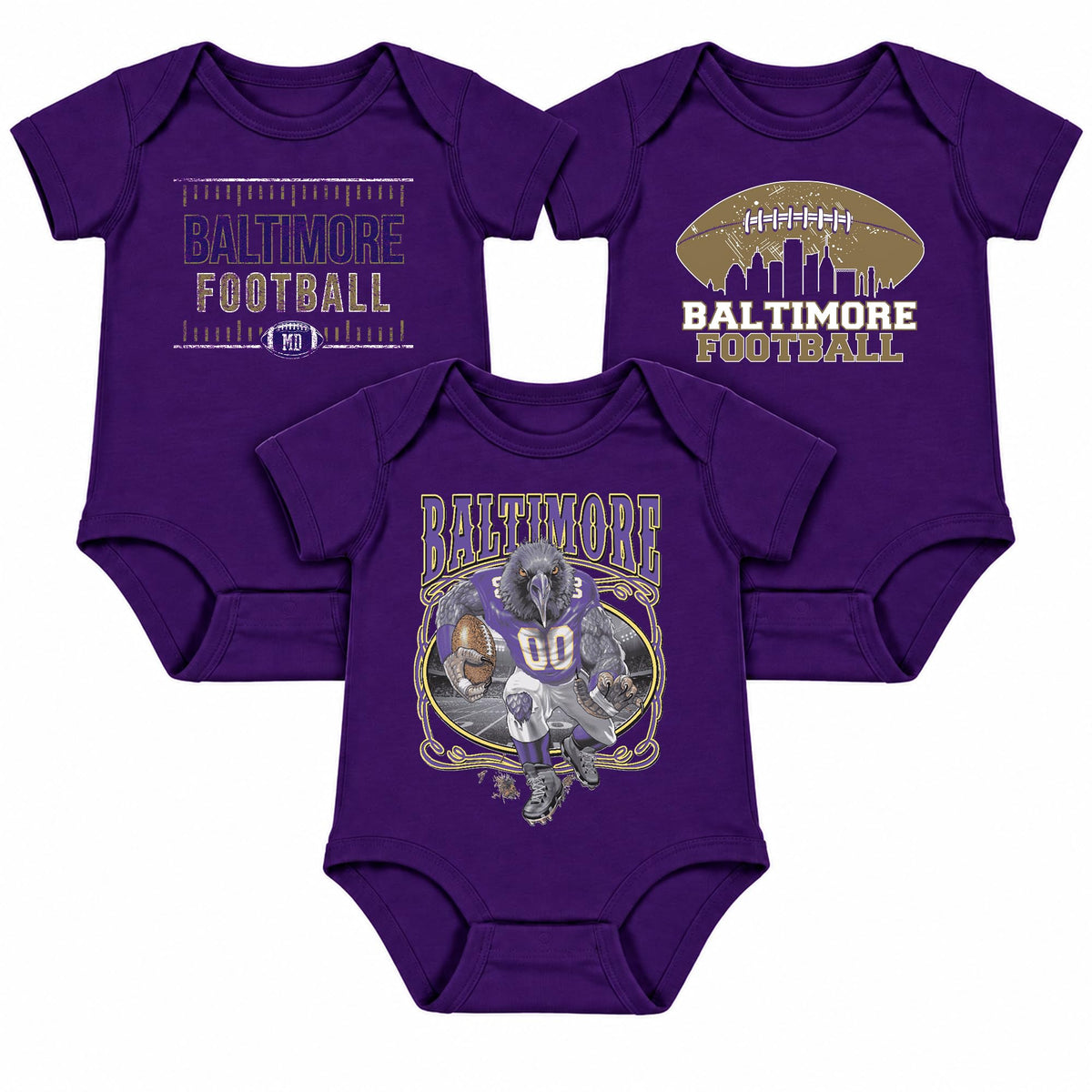 3-Pack Baby Bodysuit American Football Fan for Boys Girls Newborn Infant
