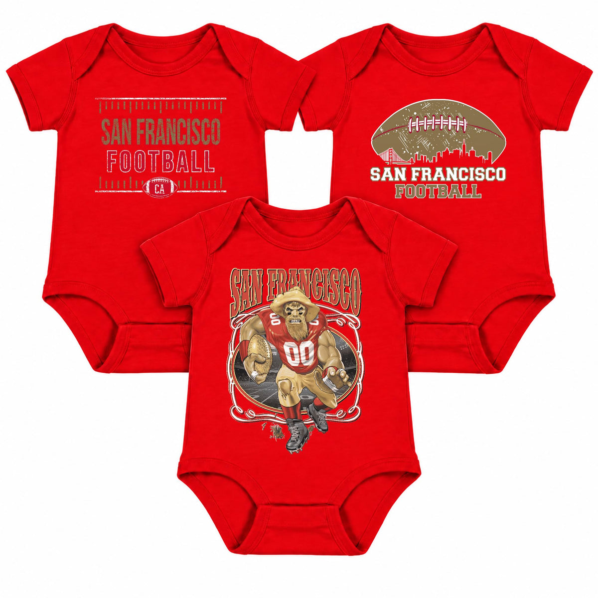 3-Pack Baby Bodysuit American Football Fan for Boys Girls Newborn Infant