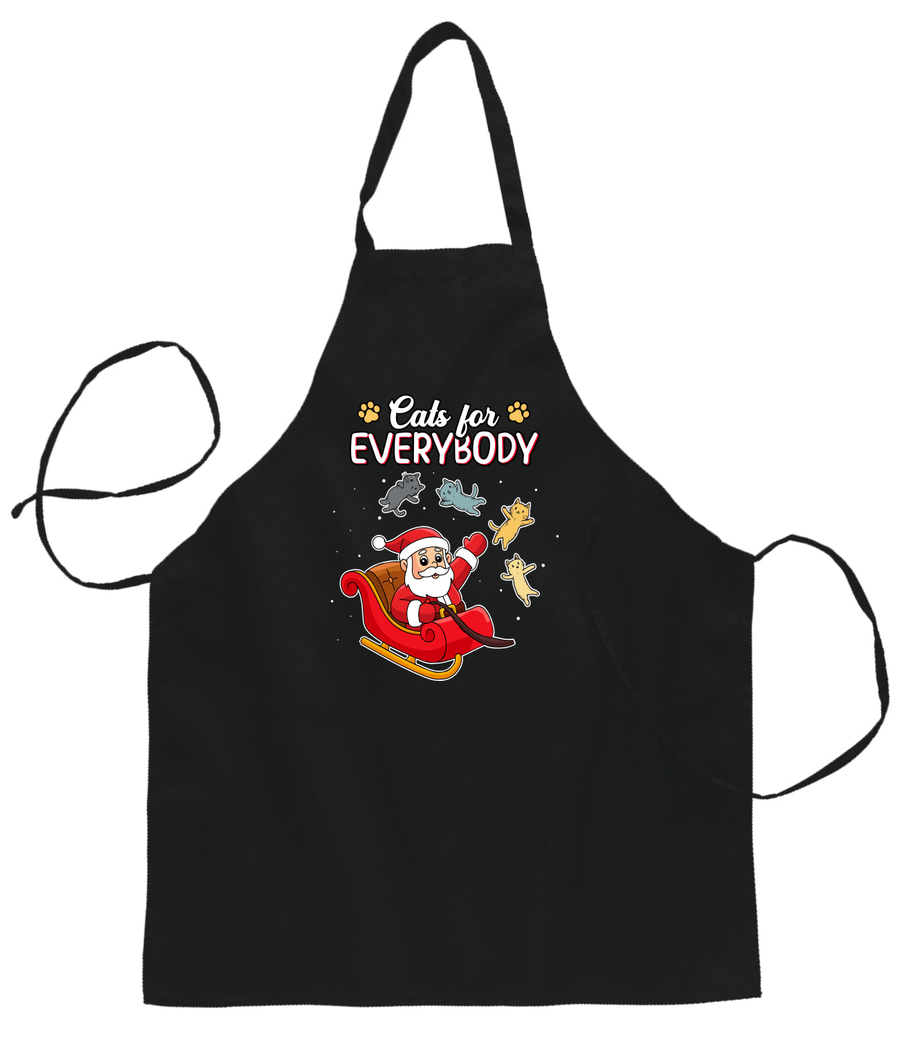 Cats for Everybody, Cute Santa Claus Ugly Christmas Sweater Ugly Christmas Butcher Graphic Apron for Kitchen BBQ Grilling Cooking