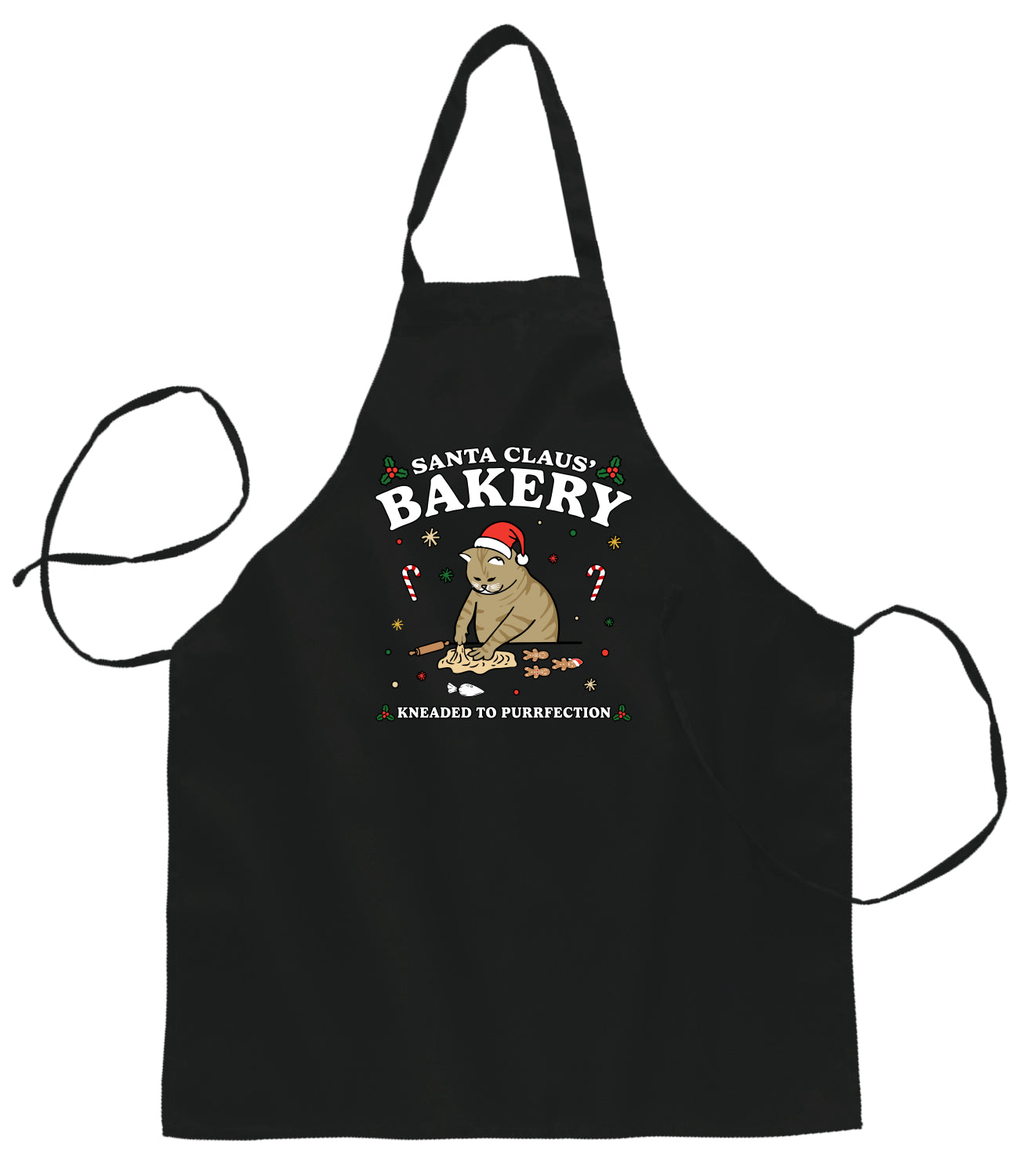Santa Claus Bakery | Bread Kneaded to Purrfection Ugly Christmas Sweater Ugly Christmas Butcher Graphic Apron for Kitchen BBQ Grilling Cooking