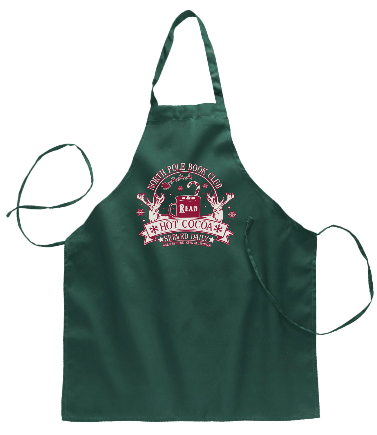 North Pole Book Club Ugly Christmas Sweater Ugly Christmas Butcher Graphic Apron for Kitchen BBQ Grilling Cooking