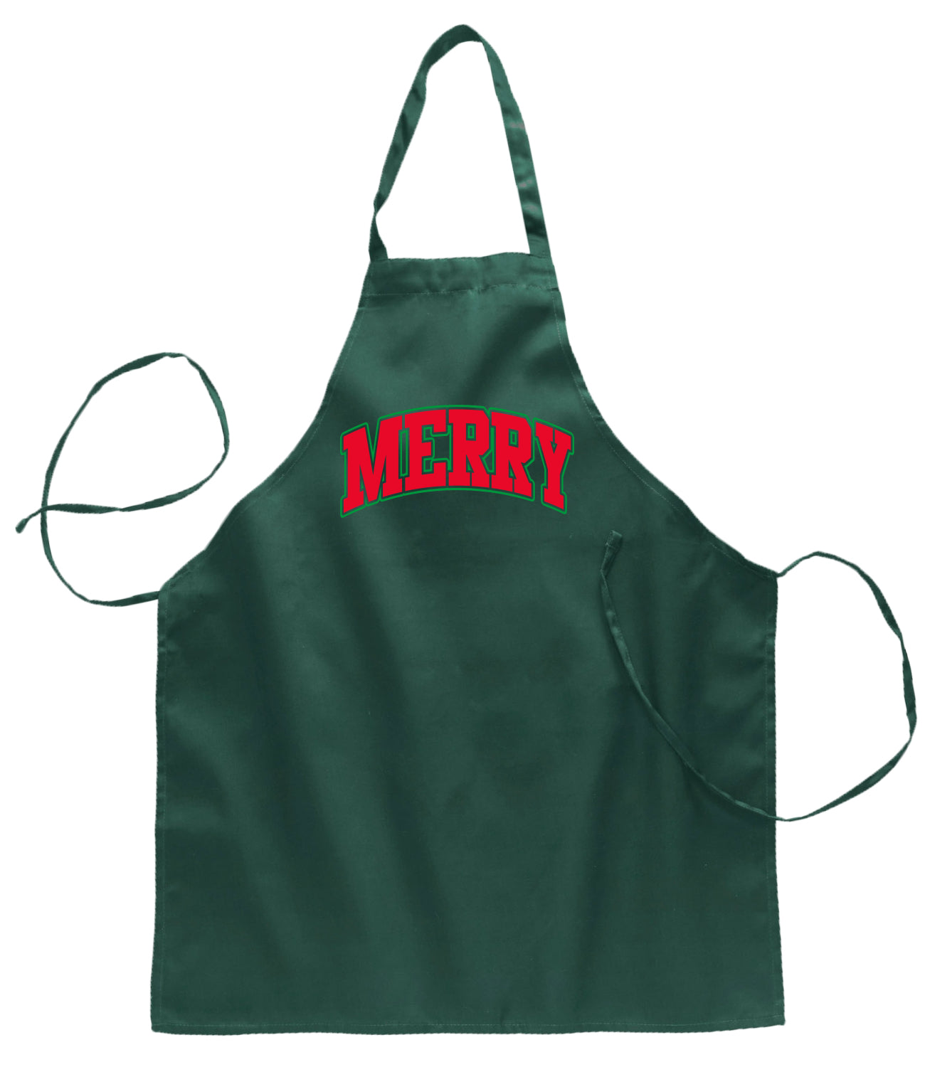 Merry | Cute Winter Holiday College Style Ugly Christmas Sweater Ugly Christmas Butcher Graphic Apron for Kitchen BBQ Grilling Cooking