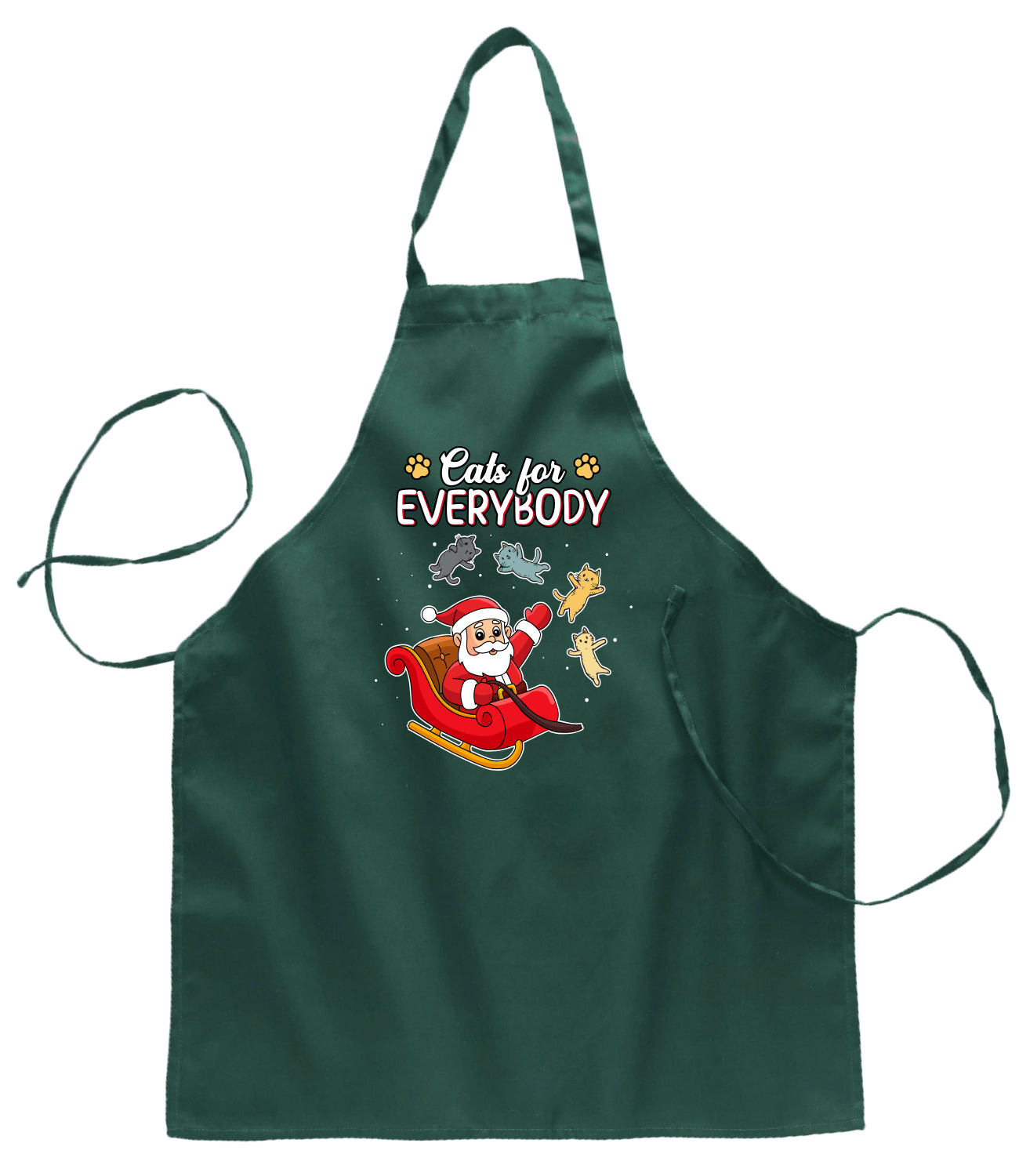 Cats for Everybody, Cute Santa Claus Ugly Christmas Sweater Ugly Christmas Butcher Graphic Apron for Kitchen BBQ Grilling Cooking