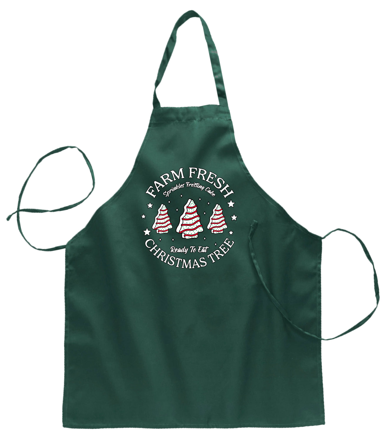 Farm Fresh Christmas Tree, Sprinkle Frosted Cake Ugly Christmas Sweater Ugly Christmas Butcher Graphic Apron for Kitchen BBQ Grilling Cooking