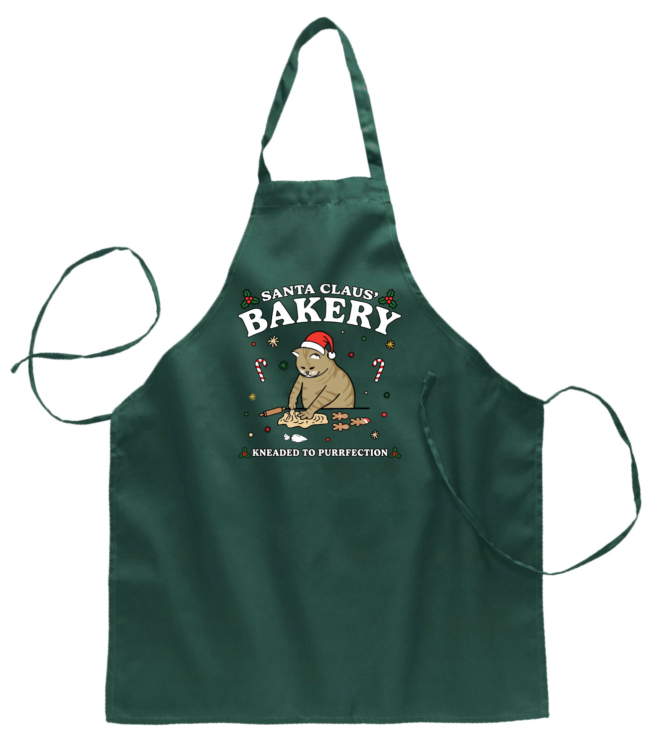 Santa Claus Bakery | Bread Kneaded to Purrfection Ugly Christmas Sweater Ugly Christmas Butcher Graphic Apron for Kitchen BBQ Grilling Cooking