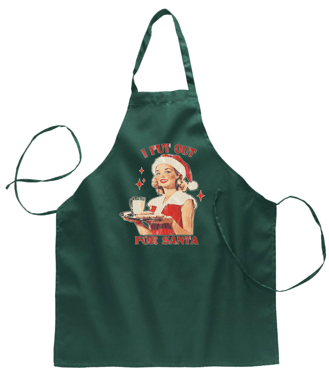 I Put Out For Santa | Funny Women Milk and Cookies Ugly Christmas Sweater Ugly Christmas Butcher Graphic Apron for Kitchen BBQ Grilling Cooking