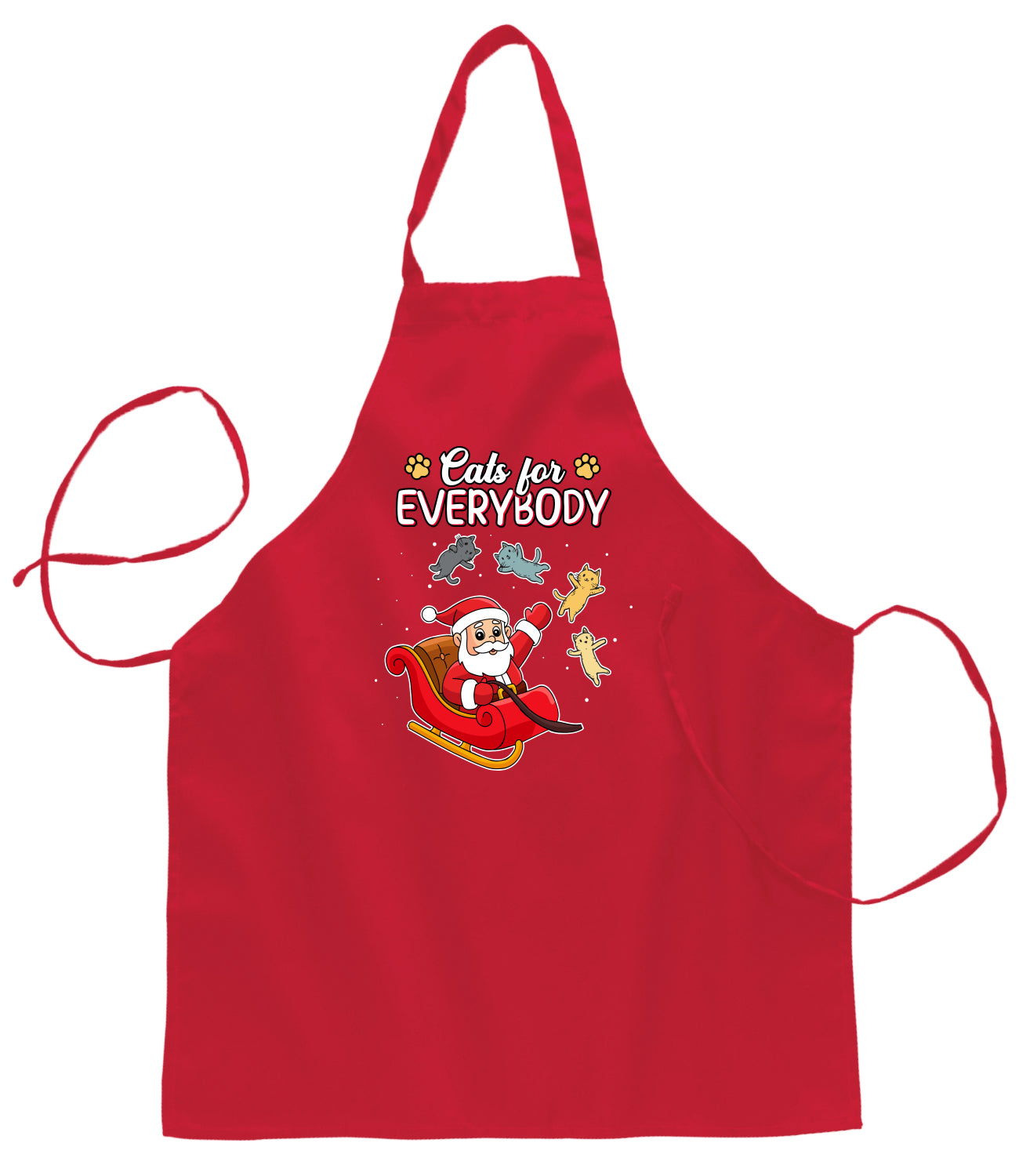 Cats for Everybody, Cute Santa Claus Ugly Christmas Sweater Ugly Christmas Butcher Graphic Apron for Kitchen BBQ Grilling Cooking