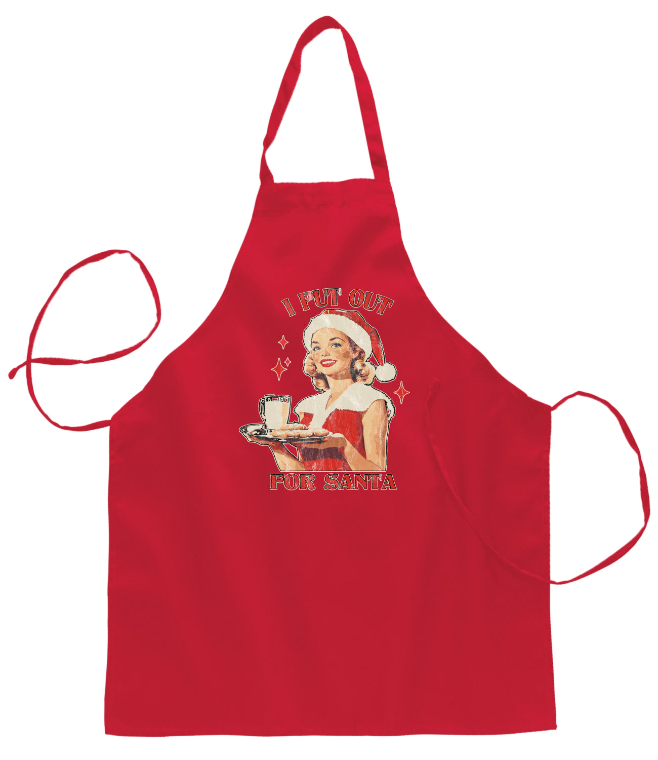 I Put Out For Santa | Funny Women Milk and Cookies Ugly Christmas Sweater Ugly Christmas Butcher Graphic Apron for Kitchen BBQ Grilling Cooking