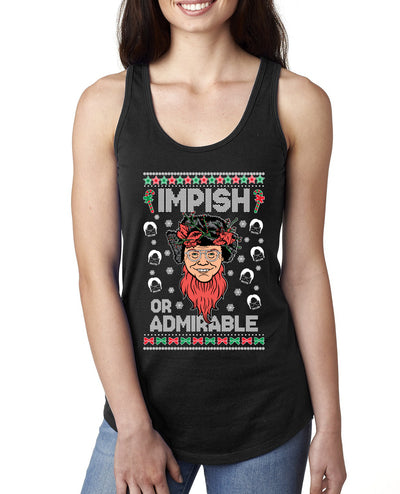 Impish or Admirable Dwight Schrute Ugly Christmas Sweater Ladies Racerback Tank Top