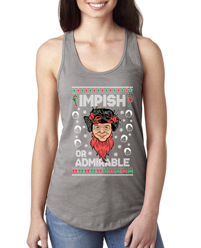 Impish or Admirable Dwight Schrute Ugly Christmas Sweater Ladies Racerback Tank Top