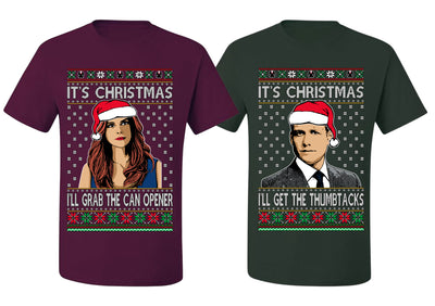 Harvey Donna I'll Get The Can Opener Thumbtacks TV Show Parody Ugly Christmas Matching Couples Crewneck T-Shirt