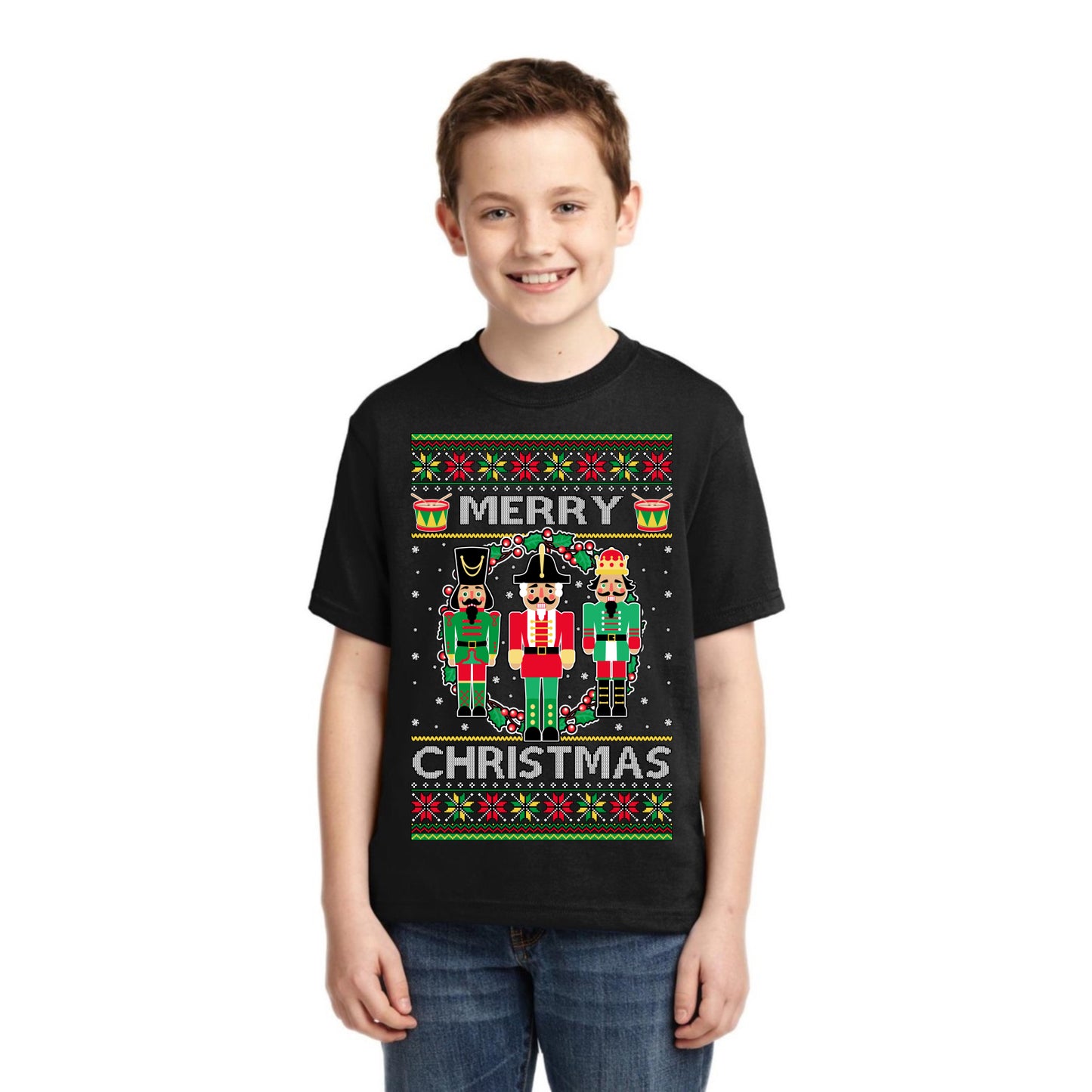 Merry Christmas Nutcrackers Christmas Unisex Boys Girls Graphic Youth T-Shirt