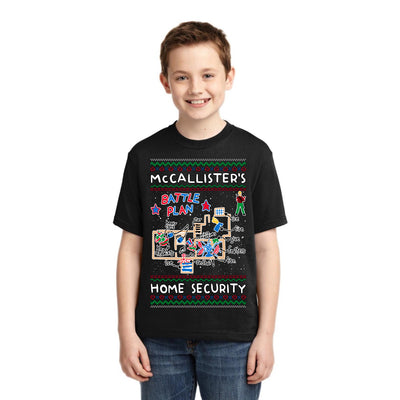 McCallister's Home Security Battle Plan Alone Kevin Christmas Unisex Boys Girls Graphic Youth T-Shirt