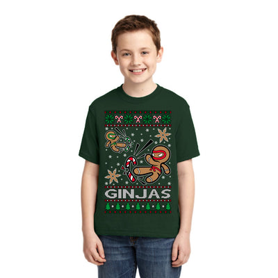 Ginjas Gingerbread Ninjas Christmas Unisex Boys Girls Graphic Youth T-Shirt