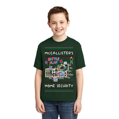 McCallister's Home Security Battle Plan Alone Kevin Christmas Unisex Boys Girls Graphic Youth T-Shirt