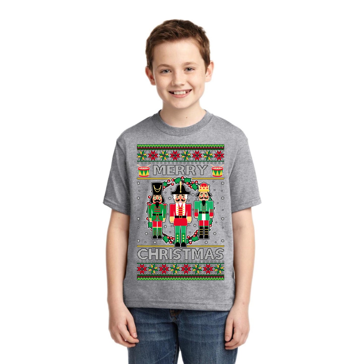 Merry Christmas Nutcrackers Christmas Unisex Boys Girls Graphic Youth T-Shirt