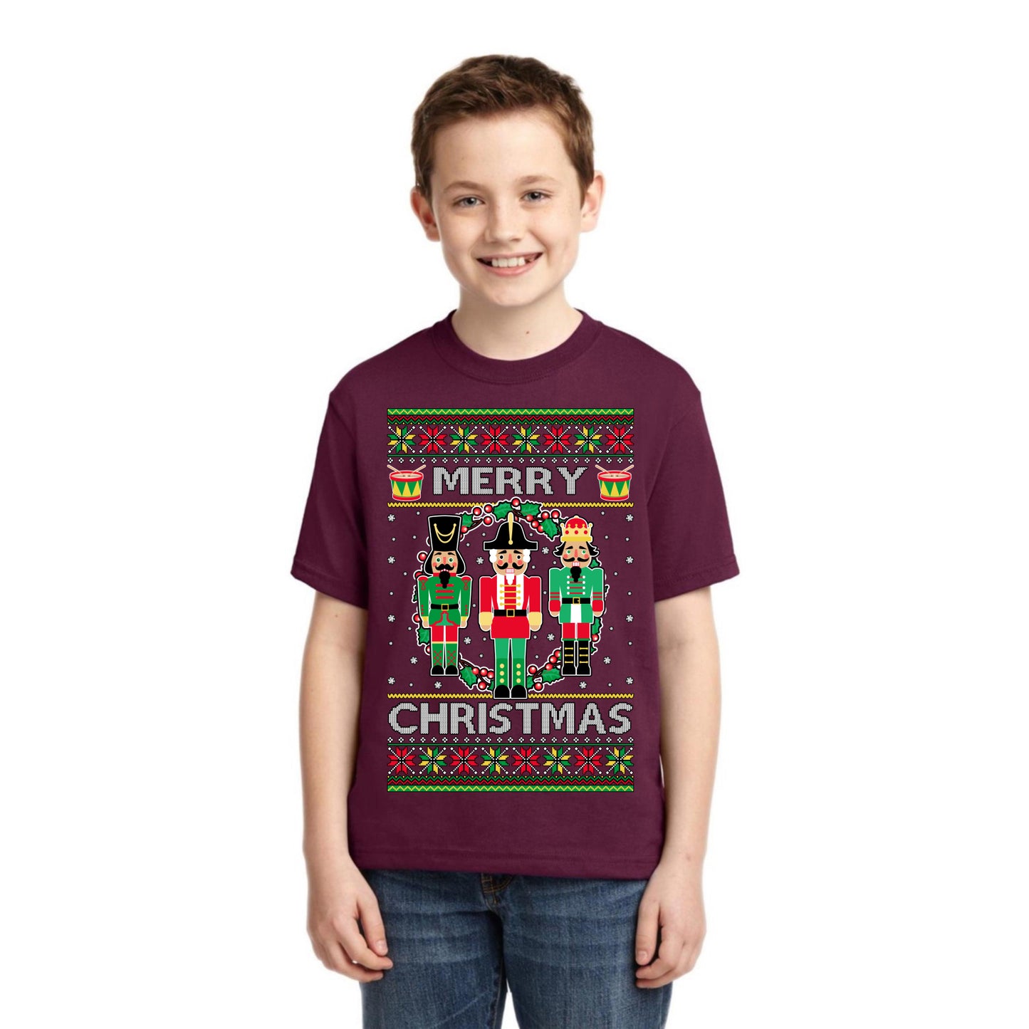 Merry Christmas Nutcrackers Christmas Unisex Boys Girls Graphic Youth T-Shirt