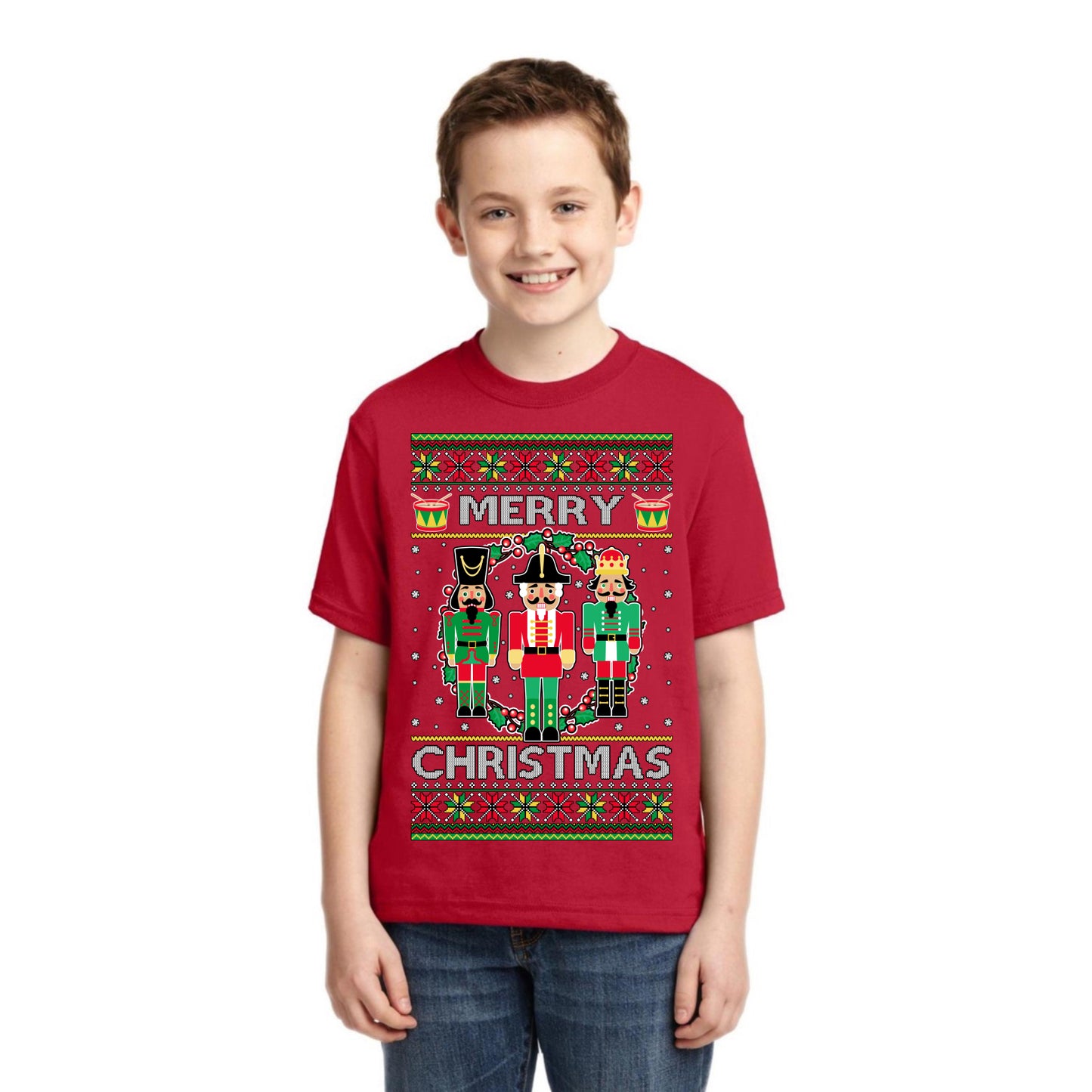 Merry Christmas Nutcrackers Christmas Unisex Boys Girls Graphic Youth T-Shirt