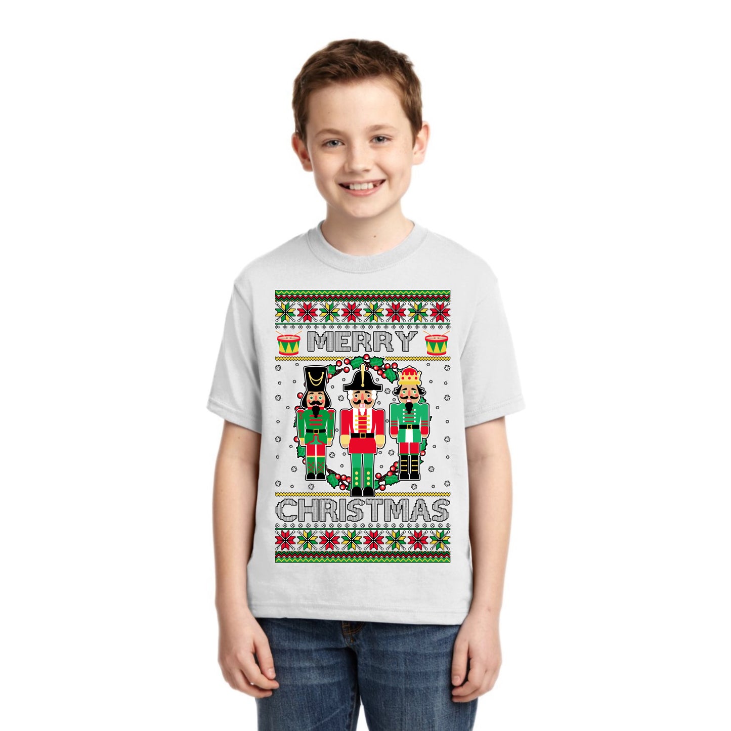 Merry Christmas Nutcrackers Christmas Unisex Boys Girls Graphic Youth T-Shirt