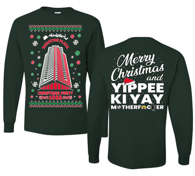 Nakatomi Plaza Christmas Party 1988 Ugly Christmas Front and Back Sweater Mens Long Sleeve Shirt
