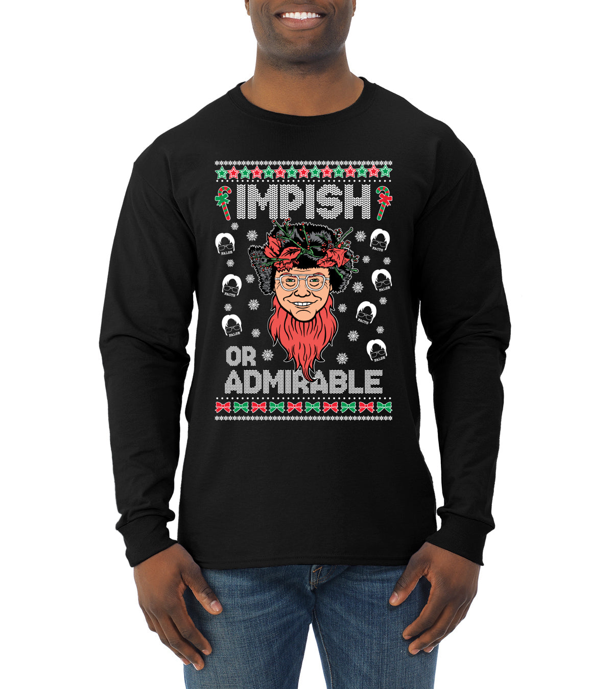 Impish or Admirable Dwight Schrute Ugly Christmas Sweater Mens Long Sleeve Shirt
