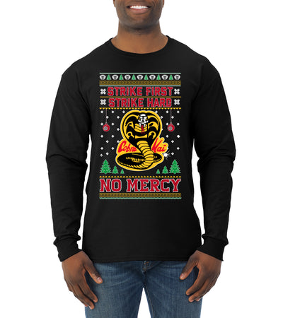 Strike First Strike Hard No Mercy Xmas Ugly Christmas Sweater Mens Long Sleeve Shirt