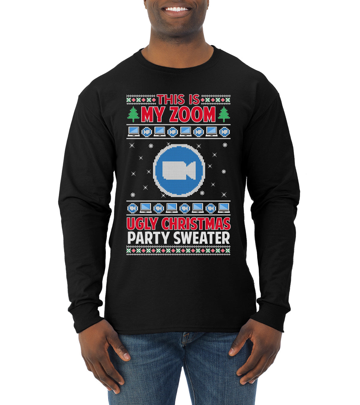This Is My Zoom Ugly Christmas Party Sweater Ugly Christmas Sweater Mens Long Sleeve Shirt