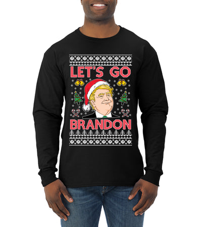 Trump Let’s Go Brandon Ugly Christmas Sweater Mens Long Sleeve Shirt