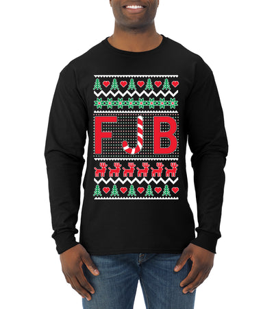 FJB Candy Cane  Ugly Christmas Sweater Mens Long Sleeve Shirt