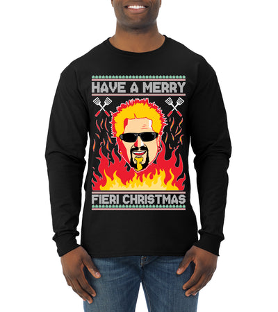Have A Merry Fieri Christmas  Ugly Christmas Sweater Mens Long Sleeve Shirt