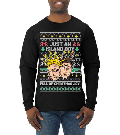 Just An Island Boy Full Of Christmas Joy! Ugly Christmas Sweater Mens Long Sleeve Shirt